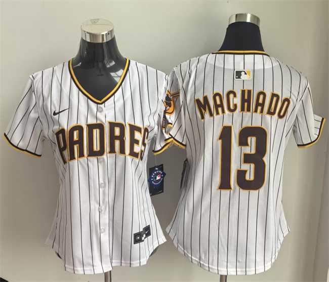 Womens San Diego Padres #13 Manny Machado White Home Limited Stitched Jersey